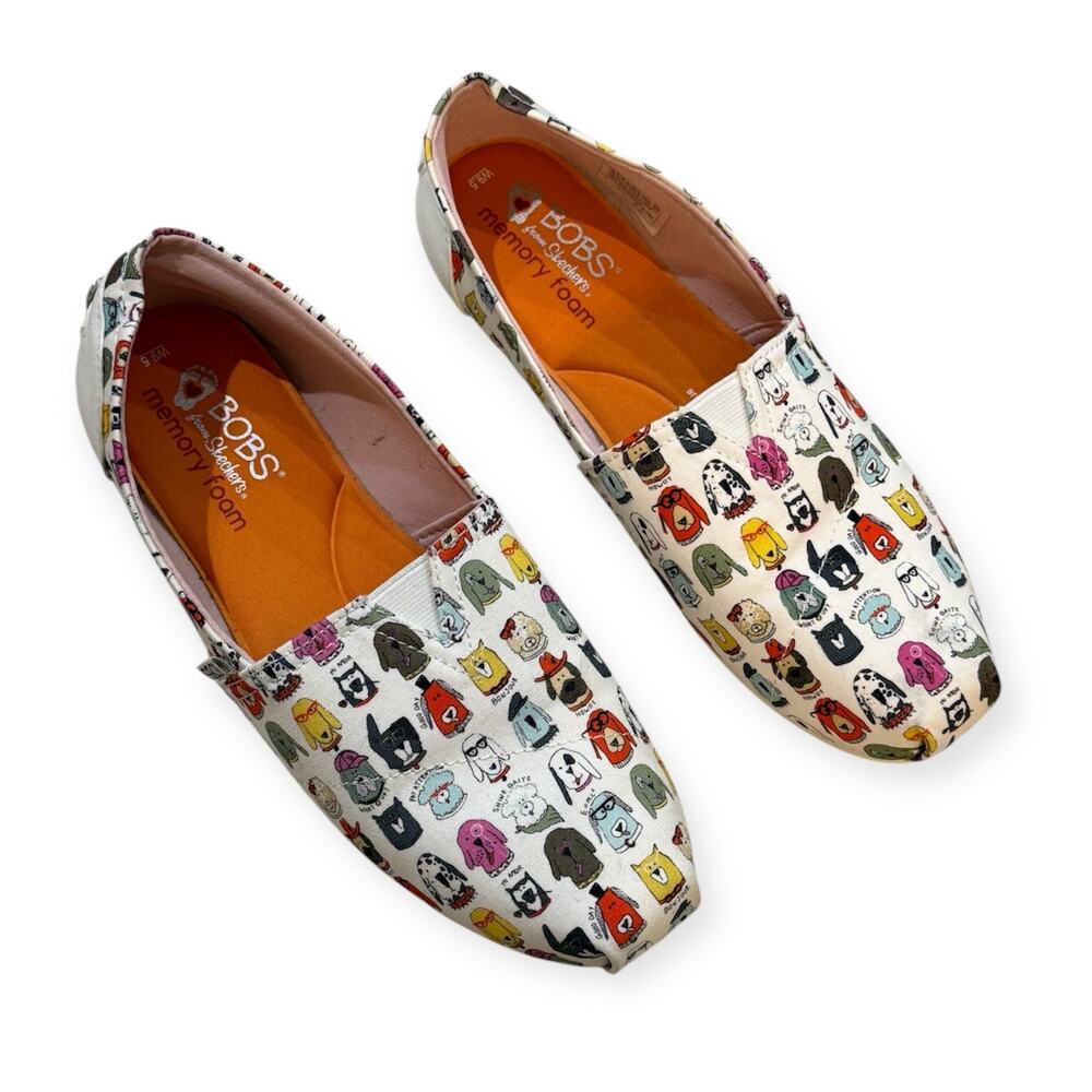 Skechers BOBS For Dogs Slip-On Canvas Flat Sneakers Memory Foam Arch Shoes 9.5